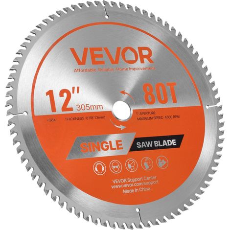 Lame de scie circulaire 305 mm, 80 dents en alliage, 25,4 mm d'alésage, finition précise, couper contreplaqué et bois dur (1/5)