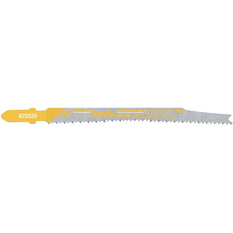 kwb 622520 2 lame speciali per seghetto alternativo per legno S20 a camma singola/albero a T per materiali pannelli, antistrappo su entrambi i lati, fine (1/4)