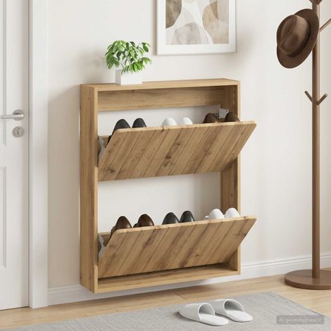 vidaXL Wall-Mounted Shoe Cabinet ZWOLLE 71 x 17 x 86 cm Artisan Oak (1/5)