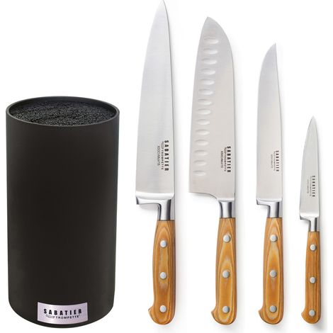 Essentiel - Bloc Noir avec 4 couteaux de cuisine (1/2)