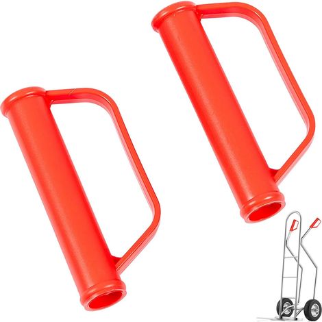 Poignées de Brouette,2 PCS Poignées de Rechange Sécurité 25 mm pour Brouette Diable Gerbeur et Chariot Poignées de Poussée en Bois avec Protection Anti-Choc Rouge (1/5)