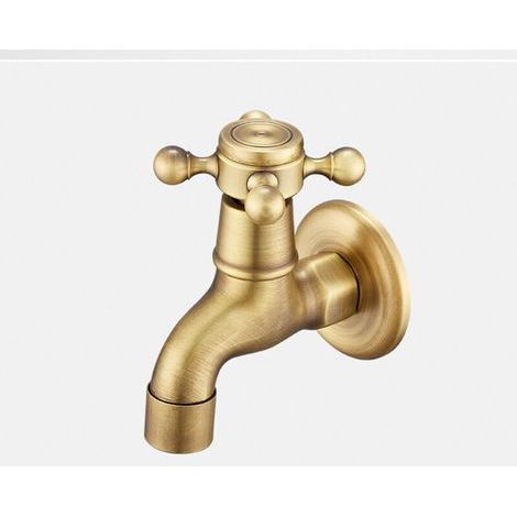Laiton Robinet Mural G1/2, Piscine Sac Rangement Poignée Antique Machine Laver Salle Bain Jardin Vintage Eau Froide Interface Vadrouille Lavabo Massif Sortie Lave Linge ExtéRieur Filetage Rétro (1/4)