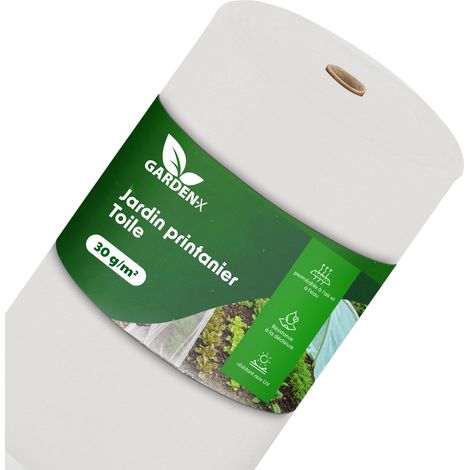 Serre précoce en non-tissé respirant 30 g/m² 1,1 x 100 m (110 m²), favorise une croissance saine, pour couvrir les parterres surélevés, protège les plantes, les fleurs et les légumes du froid (1/5)
