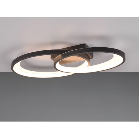 Große LED Deckenleuchte MALAGA 2 Ringe Schwarz, Breite 57cm (1/5)