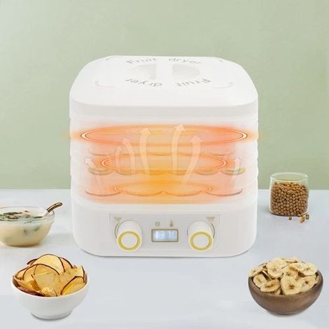 Déshydrateur alimentaire blanc pour fruits à 5 compartiments, Plateaux amovibles, LED Affichage, Plage de temps : 1-48 heures, Temperature Range: 35-70℃, Pour maison, cuisine, l'animalerie (1/5)