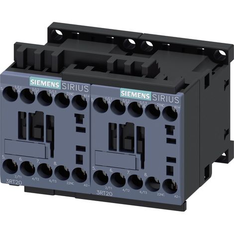 Contacteur inverseur Siemens série 3RA, 3 pôles , 3NO, 7 A, 24 V c.c., 3 kW ( Prix pour 1 )