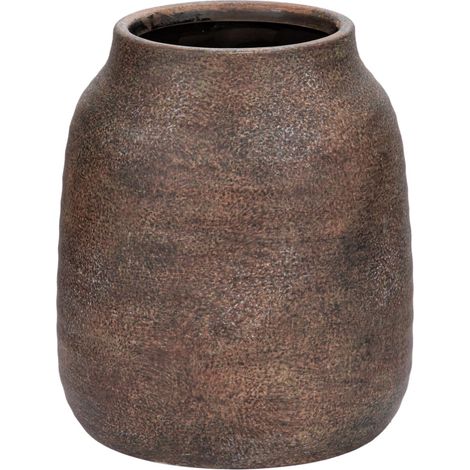 Grand vase en céramique de 18 cm de haut pour fleurs, vases rustiques en bronze avec ouverture de 9,4 cm, grand vase à fleurs pour pampa, plantes sèches, fleurs fraîches, décoration d'intérieur (1/5)