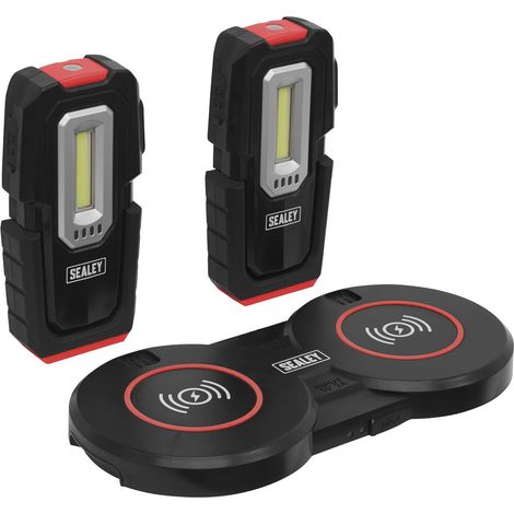 Sealey Inspection Light (x2) with Double Wireless Charging Base 3W COB & 1W SMD LED LEDWCBCOMBO3