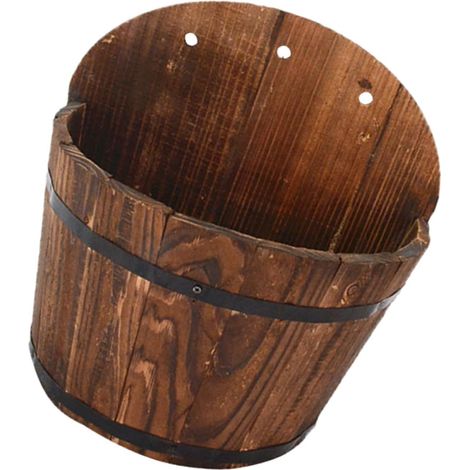 Small Wooden Wall Planter for Hanging Plant Holder, Sturdy Decorative Fence Flower Pot for Balcony and Outdoor Garden (1/5)
