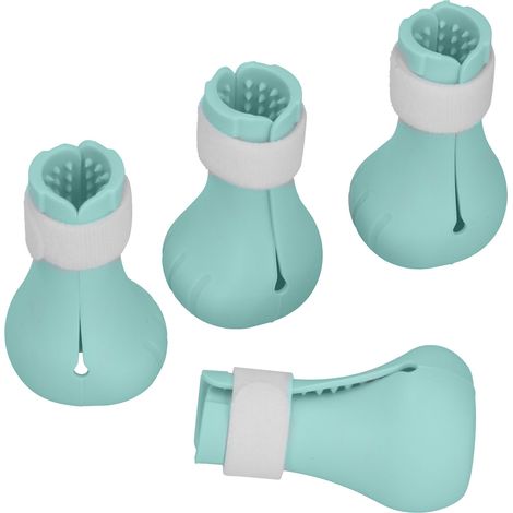 Chaussons en Silicone pour Chats - Protection Anti-Rayures et Griffes - Idéal pour le Bain et la Toilettage (Vert Menthe) (1/5)