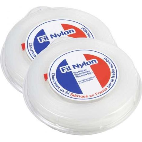 Fil nylon 3 mm x 30 m Rond Blanc Blister par 2 (1/5)