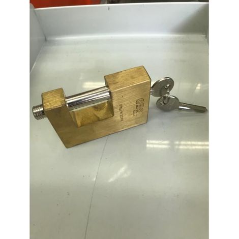 Cadenas de sûreté rectangulaire - ISEO - 90 mm - Anse cimentée - Corps laiton massif - Livré avec 2 clés