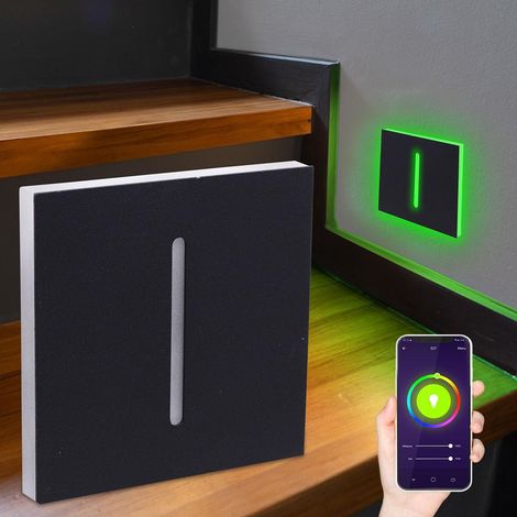 LED Treppenleuchte eckig schwarz - Lichtfarbe: Smart Tuya RGB CCT 3W - Lichtaustritt: Fokus (1/5)