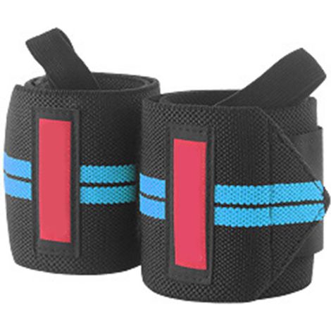 Paire de poignets de soutien respirants ajustables pour sport musculation fitness noir bleu (1/5)