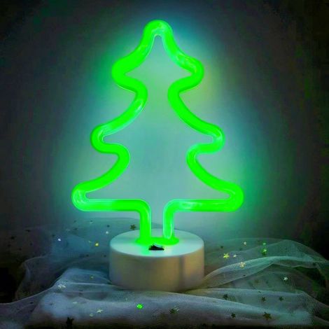 Veilleuse d'Halloween, lumière LED, néon, décoration lumineuse d'Halloween Green Christmas Tree. (1/5)