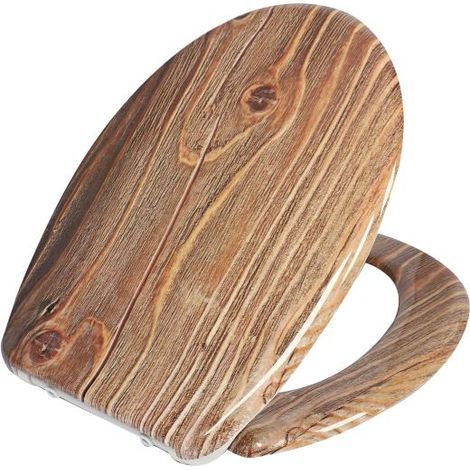 Siège de WC Bois système d'abaissement automatique abattant standard salle de bain lunette couvercle toilette (1/5)