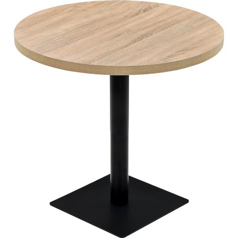 Mesa alta de comedor barra bistro MDF y acero redonda 80 cm roble marrón (1/5)