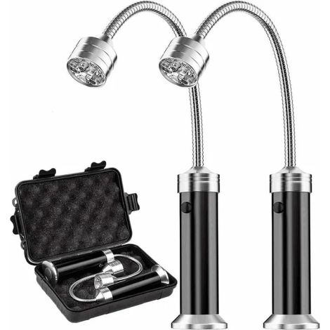 Ensemble de 2 lampes LED pour barbecue avec base magnétique. Rotation à 360°. Orientable et flexible, idéal pour les grillades, le camping, les fêtes et les activités de plein air.-AquaForge (1/4)