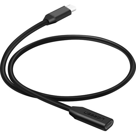 Câble d'extension multifonctionnel USB-C mâle vers USB-C femelle de 50 cm, noir (1/5)