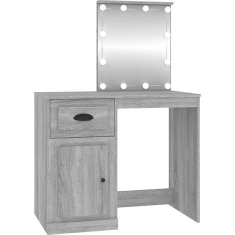 Coiffeuse avec LED sonoma gris 90x50x132,5 cm bois d'ingénierie