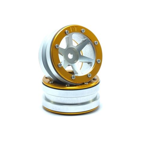 Beadlock Wheels PT- Slingshot Silver/Gold 1.9