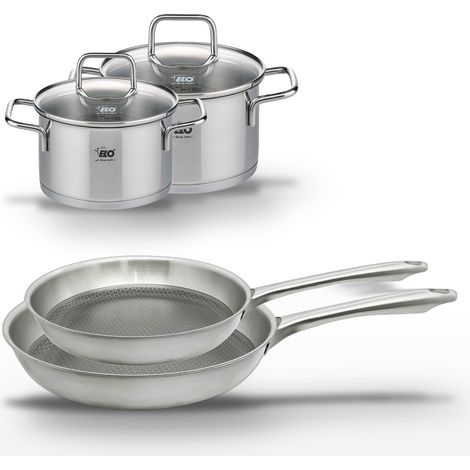 Lot de 2 poêles 24/28 cm et 2 faitouts 14/16 cm Elo Relief Passion (1/5)