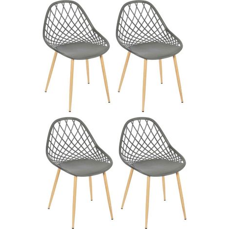 Lot de 4 Chaises Design "Malaga" 80cm Gris (1/5)