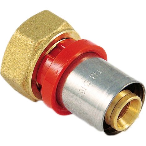 Tiemme - raccordo diritto femmina con girello 3/4" ø20 con testa piana per multistrato a pressare acqua