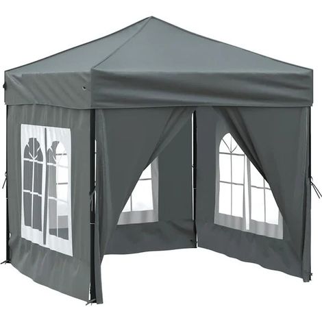 Tente pliante de réception, parois gris anthracite, 2 x 2 mètres (1/5)