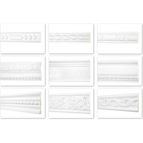 Profilo piatto da 2 metri, serie 2 - Modanatura in PU a stucco, resistente agli urti - Perfect AC: AC260 - 25x16 mm