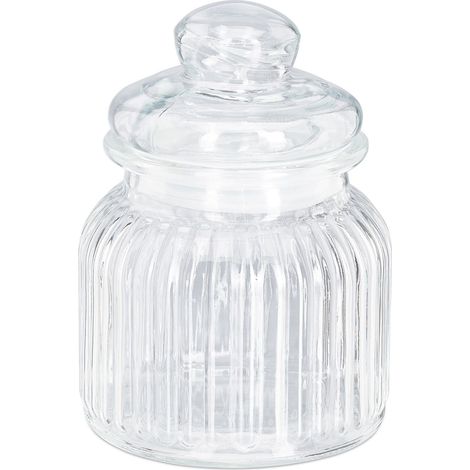 Set di 6 barattoli in vetro rotondi ermetici cucina trasparente 700 ml in vetro trasparente 130007965