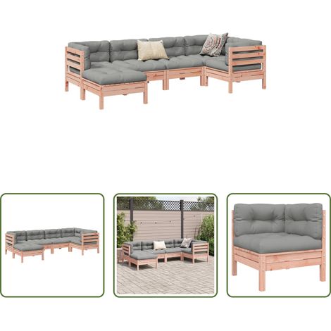 Canapé d'angle - Salon de jardin 6 pcs et coussins bois massif sapin de douglas (1/5)