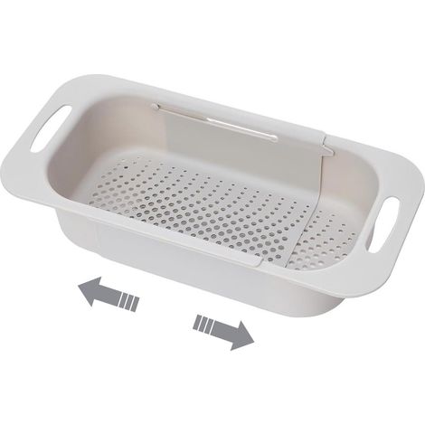 Passoire de cuisine extensible (37 à 50 cm), panier à passoire sur l'évier, passoire de cuisine, égouttoir de cuisine, égouttoir à pâtes cuites, laver les légumes et les fruits (gris) (1/5)