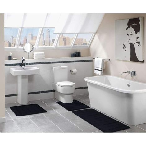 Tappetino da bagno antiscivolo assorbente in schiuma, tappetino da bagno lavabile - 40 x 60 cm, nero (1/4)