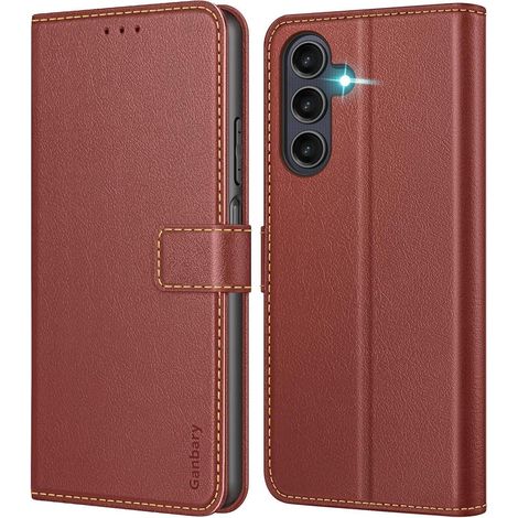 Leder Handytasche Samsung Galaxy A25 5G Braun Standfunktion Magnetverschluss (1/5)