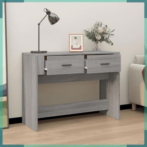 816782 Table console Sonoma gris 100x39x75 cm Bois d'ingénierie (1/5)
