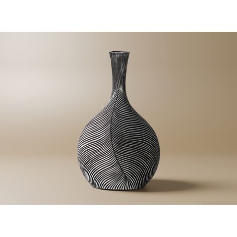 Vase boule en résine noir et blanc H43 cm EBENE (1/2)