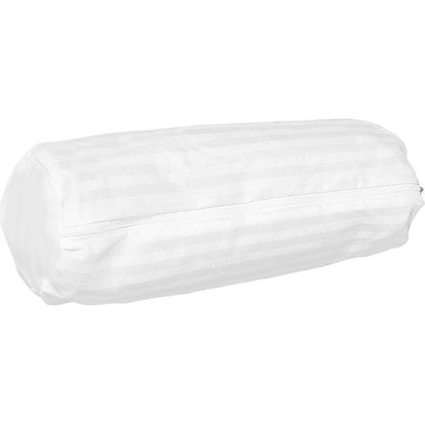 Taie d'oreiller enroulable avec fermeture éclair, confortable et ergonomique pour le soutien de la nuque, coussin doux, housse d'oreiller ronde blanche 15 x 50 cm (1/5)