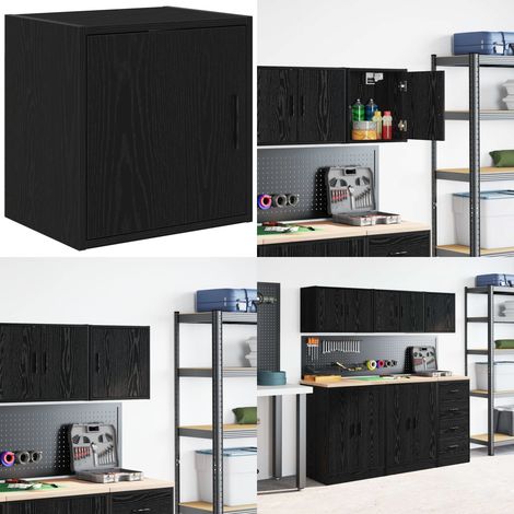 vidaXL Garagen-Wandschrank Schwarz Holzwerkstoff (1/5)