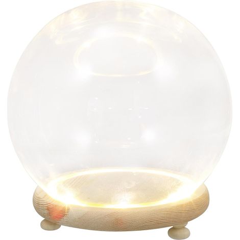 Dôme Décoratif en Verre Transparent Socle en Bois Lumineux pour Micro-Paysages et Décoration de Bureau 10 CM Anti-Poussière pour Fleurs Éternelles (1/5)