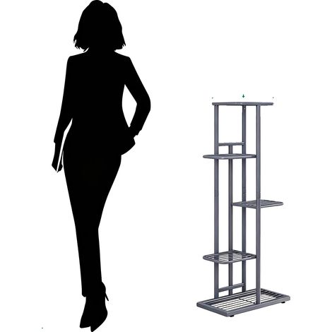 Supporto per piante, struttura in metallo, design salvaspazio, 5 ripiani in ferro S(pe) (1/2)