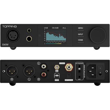 Amplificateur pour casque DAC entièrement symétrique - Dual ES9039Q2M 10 bandes PEQ DSD512 natif PCM768kHz 6,35 mm SE 4,4 mm sortie symétrique (noir)