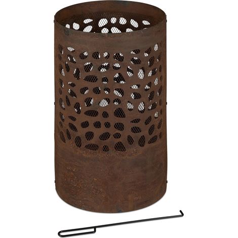Brasero de jardín rústico con chispa 70 x 70 x 30 cm soporte elevado calefacción exterior de acero corten 130011163 (1/5)