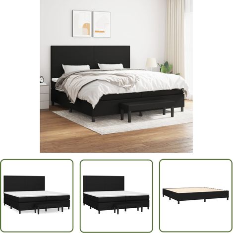 The Living Store Boxspringbett mit Matratze Schwarz 200x200 cm Stoff - Boxspringbett - Doppelbett - Schlafraum - Bettgestell - Bettauflage (1/5)