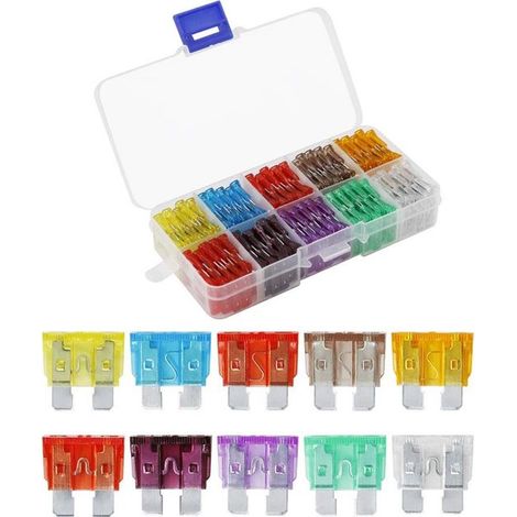 Coffret de fusibles automobiles, protection électrique, avec extracteur de fusibles, 100 pièces, multicolore (1/5)