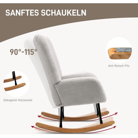 Fauteuil berçant avec housse douce et rembourrage épais, gris clair (1/4)