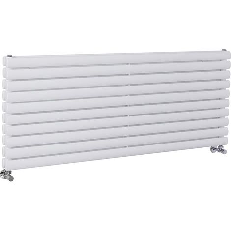 Milano Aruba White Horizontal Double Oval Panel Radiator - 590mm x 1400mm (1/5)