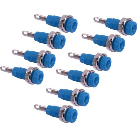 Lot de 10 prises jack banane 2 mm J.40003 avec rallonge pour instruments électroniques (bleu) (1/5)