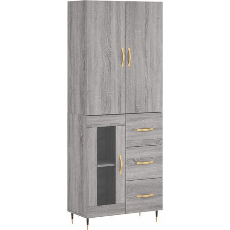 Credenza cassettiera mobile contenitore organizer cucina soggiorno salotto alto sonoma 695 x 34 x 180 cm legno ingegnerizzato grigio 020035597
