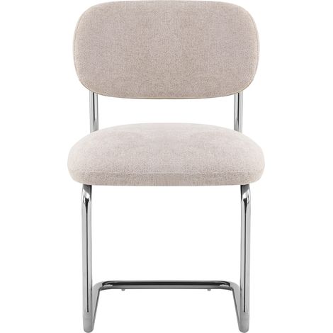 Lot de 4 chaises salle à manger tissu marron glacé, pied chrome - ARC (1/5)